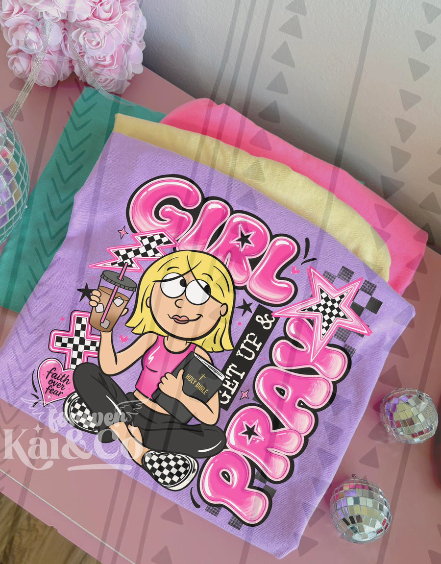 Girl Pray Liz Y2K Inspired Shirt, Retro Teen Girl Faith Tee, Cute 2000s Nostalgia Graphic T Shirt - Pretty Petty Co