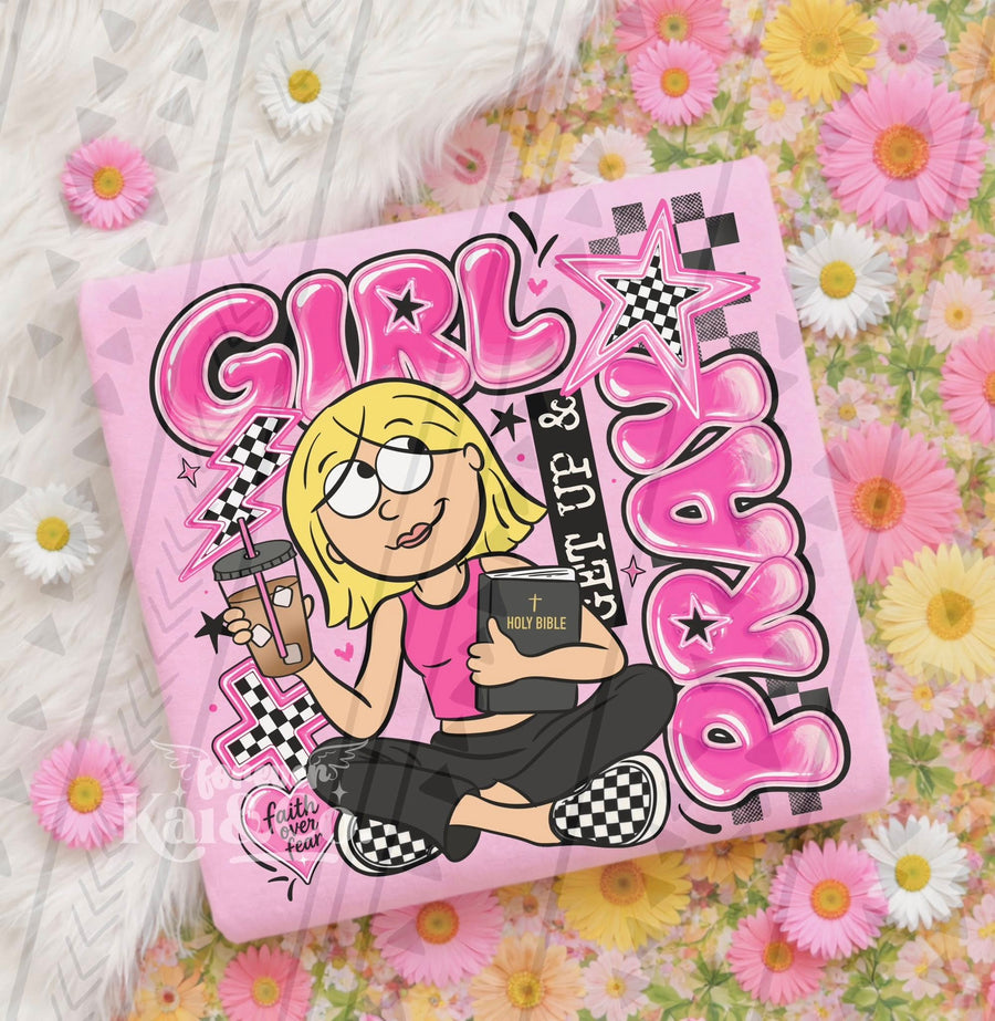 Girl Pray Liz Y2K Inspired Shirt, Retro Teen Girl Faith Tee, Cute 2000s Nostalgia Graphic T Shirt - Pretty Petty Co