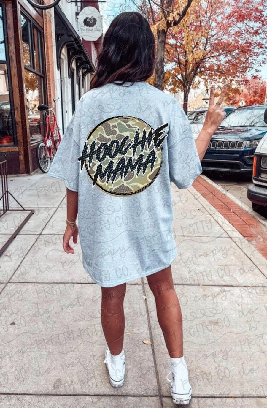Camo Hoochie Mama Shirt | Bottomland Style Hunting Graphic Tee | Vintage Outdoor Country Mom T-Shirt | Unisex - Pretty Petty Co