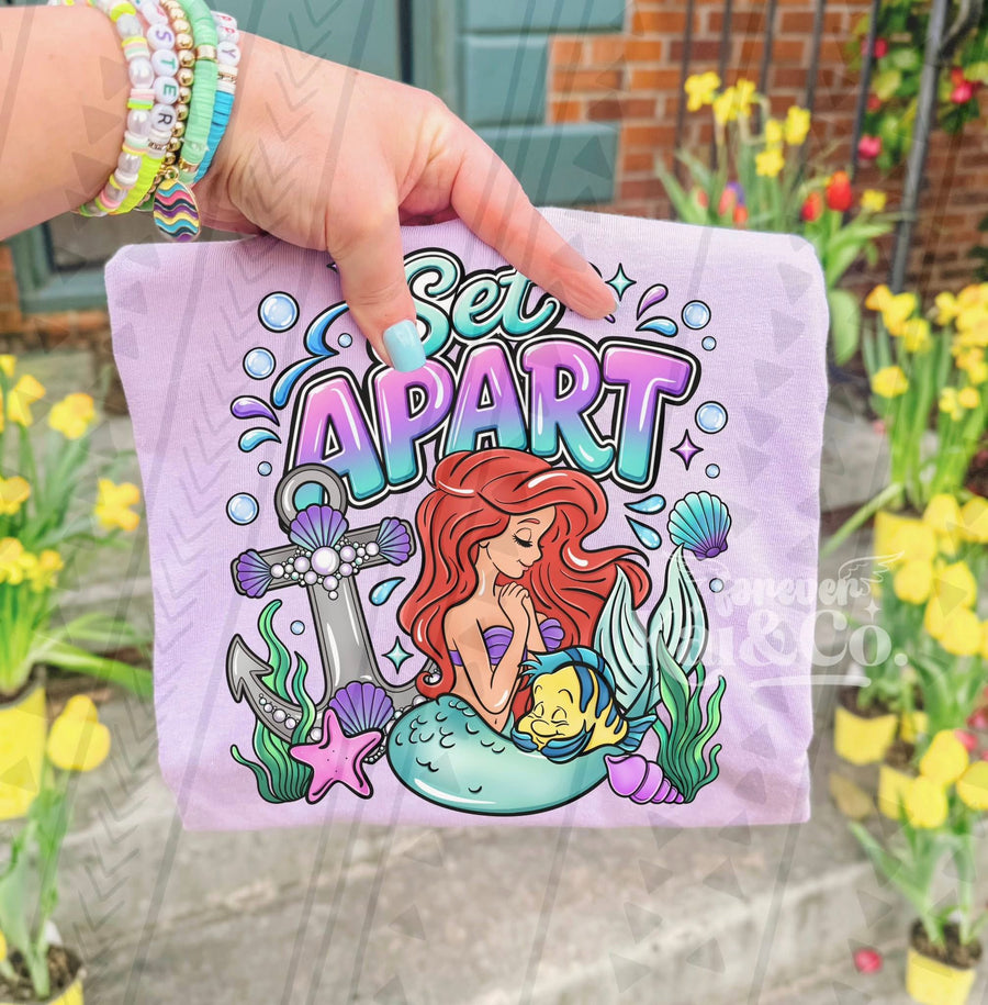 Set Apart Ocean Princess Faith Shirt, Mermaid Inspired Christian Tee, Vintage Cottagecore Graphic T Shirt - Pretty Petty Co