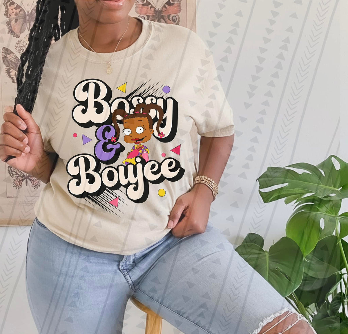Bossy & Boujee Retro Baby Cartoon Tee, 90s Nostalgia Inspired Graphic Shirt, Cute Chaotic Girl Aesthetic Apparel - Pretty Petty Co