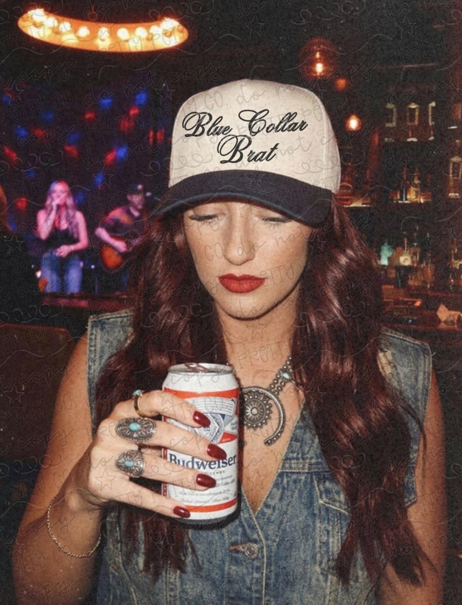 Blue Collar Brat Hat | Funny Southern Trucker Cap | Workwear Sass Hat - Pretty Petty Co