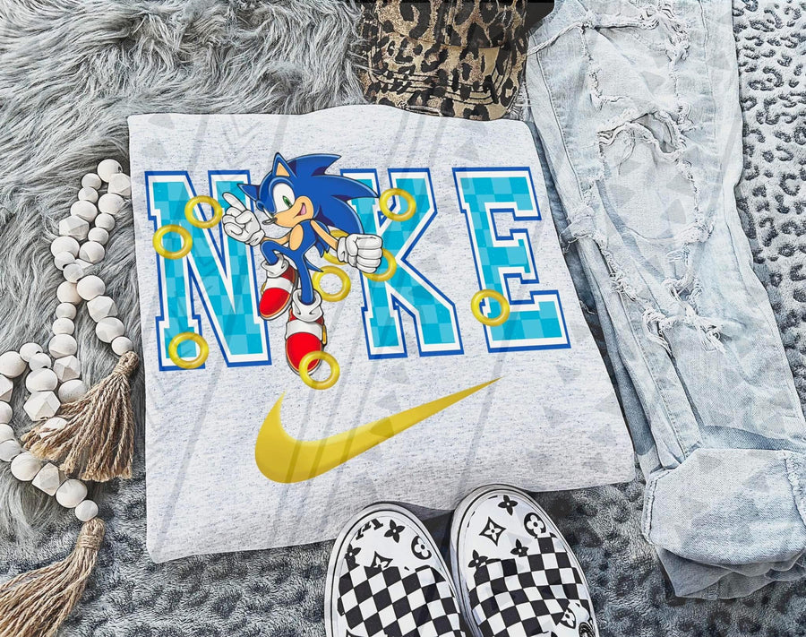 Blue Speed Hero Swoosh Shirt, Retro Fast Character Inspired Tee, Gaming Nostalgia Graphic T Shirt - Pretty Petty Co
