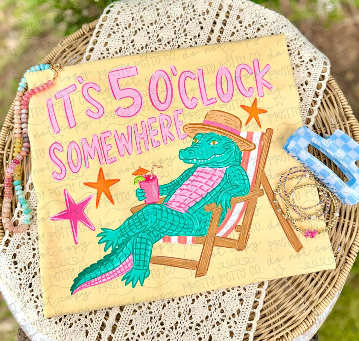 It’s 5 O’Clock Somewhere Graphic Tee, Funny Lake Life Shirt, Country Drinking Tshirt, Summer Vacation Party Tee - Pretty Petty Co