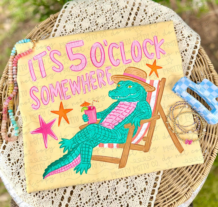 It’s 5 O’Clock Somewhere Graphic Tee, Funny Lake Life Shirt, Country Drinking Tshirt, Summer Vacation Party Tee - Pretty Petty Co