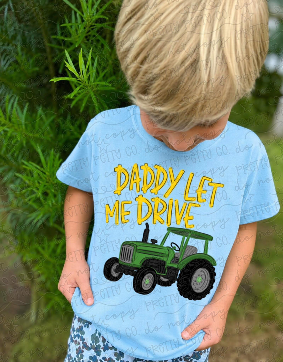Daddy Let Me Drive Tractor Shirt, Farm Life Tee, Country Kids Graphic T Shirt - Pretty Petty Co
