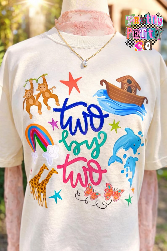Two by Two Shirt – Colorful Christian Graphic Tee – Inspirational Faith Top