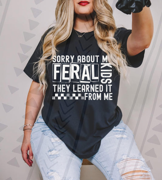 Funny Mom Shirt | Sorry About My Feral Kids Graphic Tee | Mom Life Gift