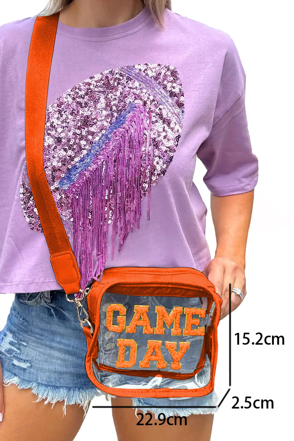 Black Chenille GAME DAY Pattern Clear Bag - Pretty Petty Co