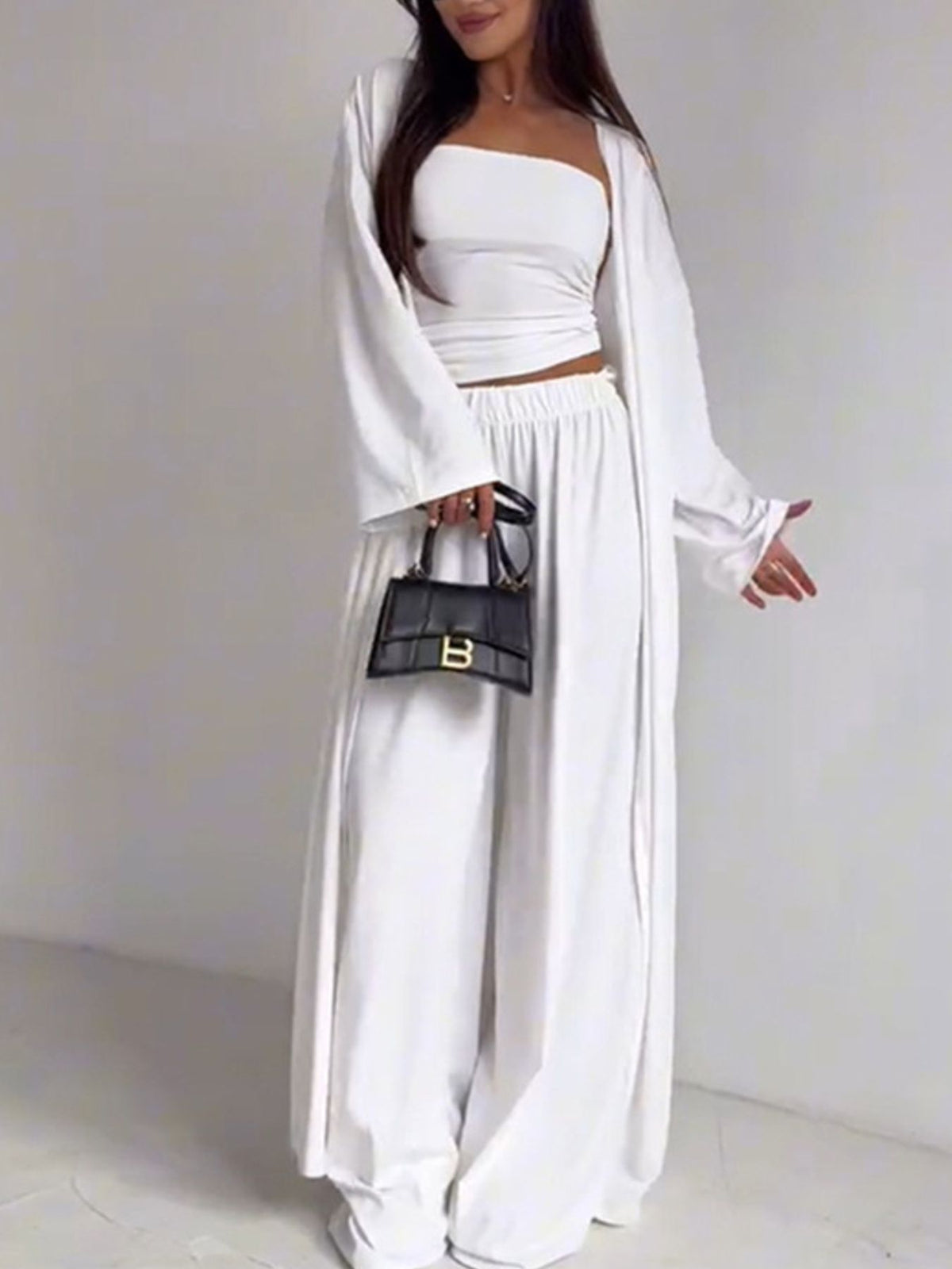 Tube Top & Cardigan & Pants Three Piece Set - Pretty Petty Co