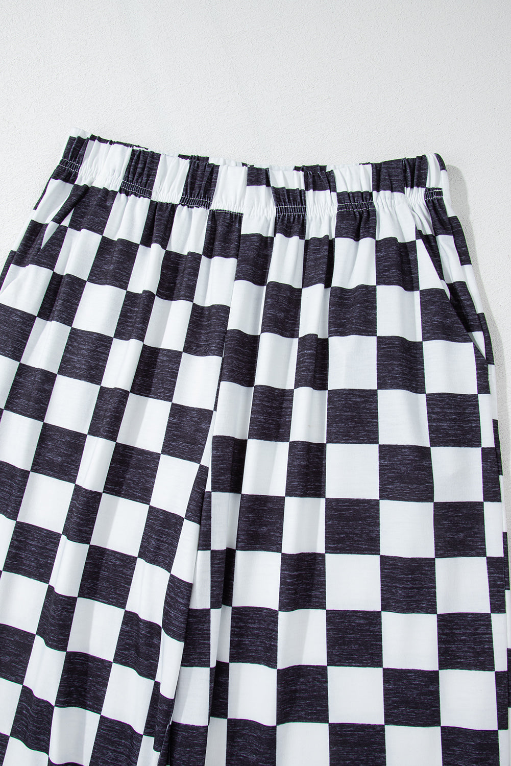 Green Checkered Print High Waist Wide Leg Pants - Pretty Petty Co