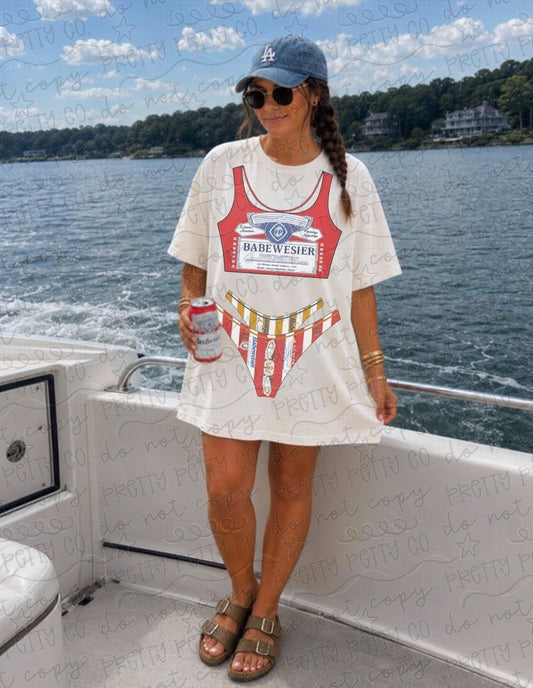 Budweiser Bikini Comfort Colors Shirt | Funny Beer Summer Graphic Tee | Patriotic Beach Party Tee