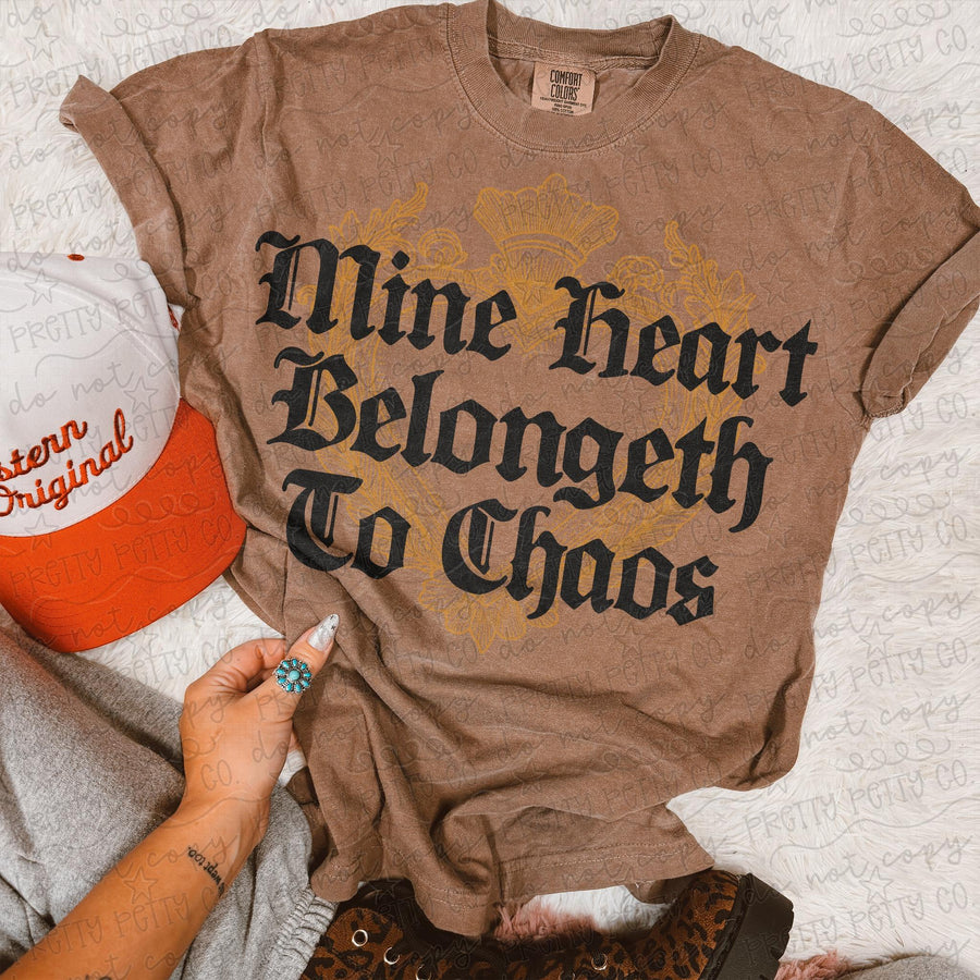 Mine Heart Belongeth to Chaos Comfort Colors Shirt | Vintage Western Graphic Tee | Funny Cowgirl Shirt