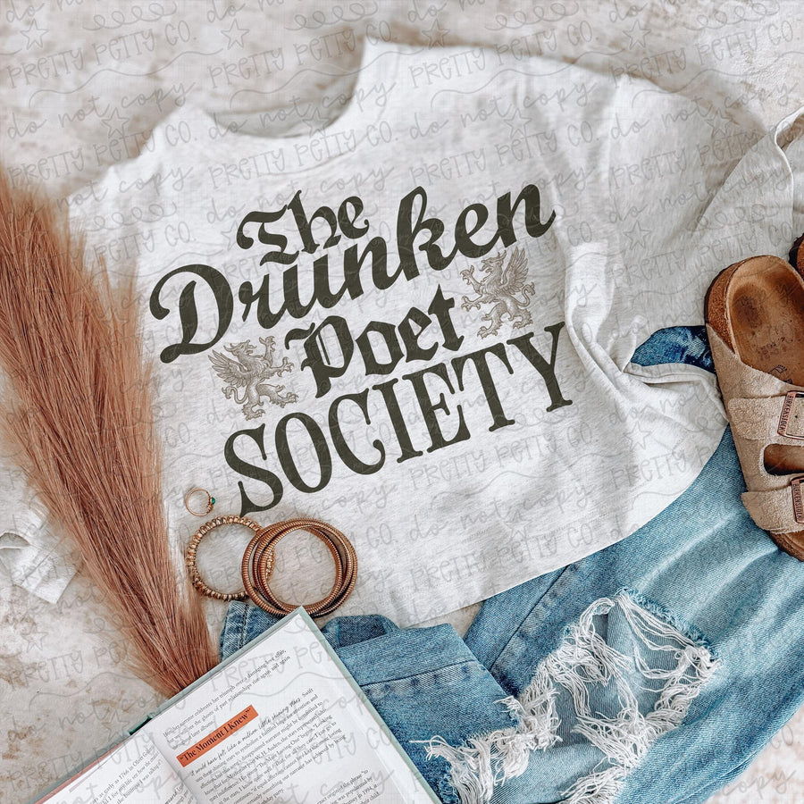 The Drunken Poet Society Shirt | Funny Bookish Graphic Tee | Reader Book Lover T-Shirt
