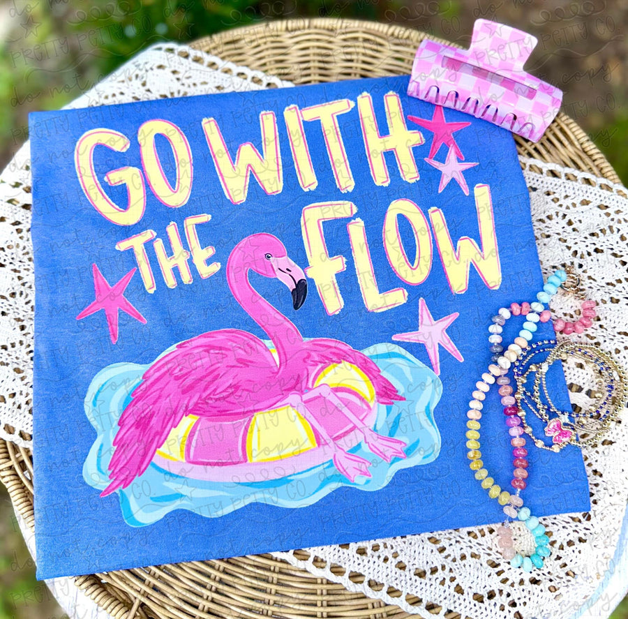 Go With the Flow Flamingo Graphic Tee | Cute Tropical Summer Shirt | Fun Pink Boutique Apparel - Pretty Petty Co