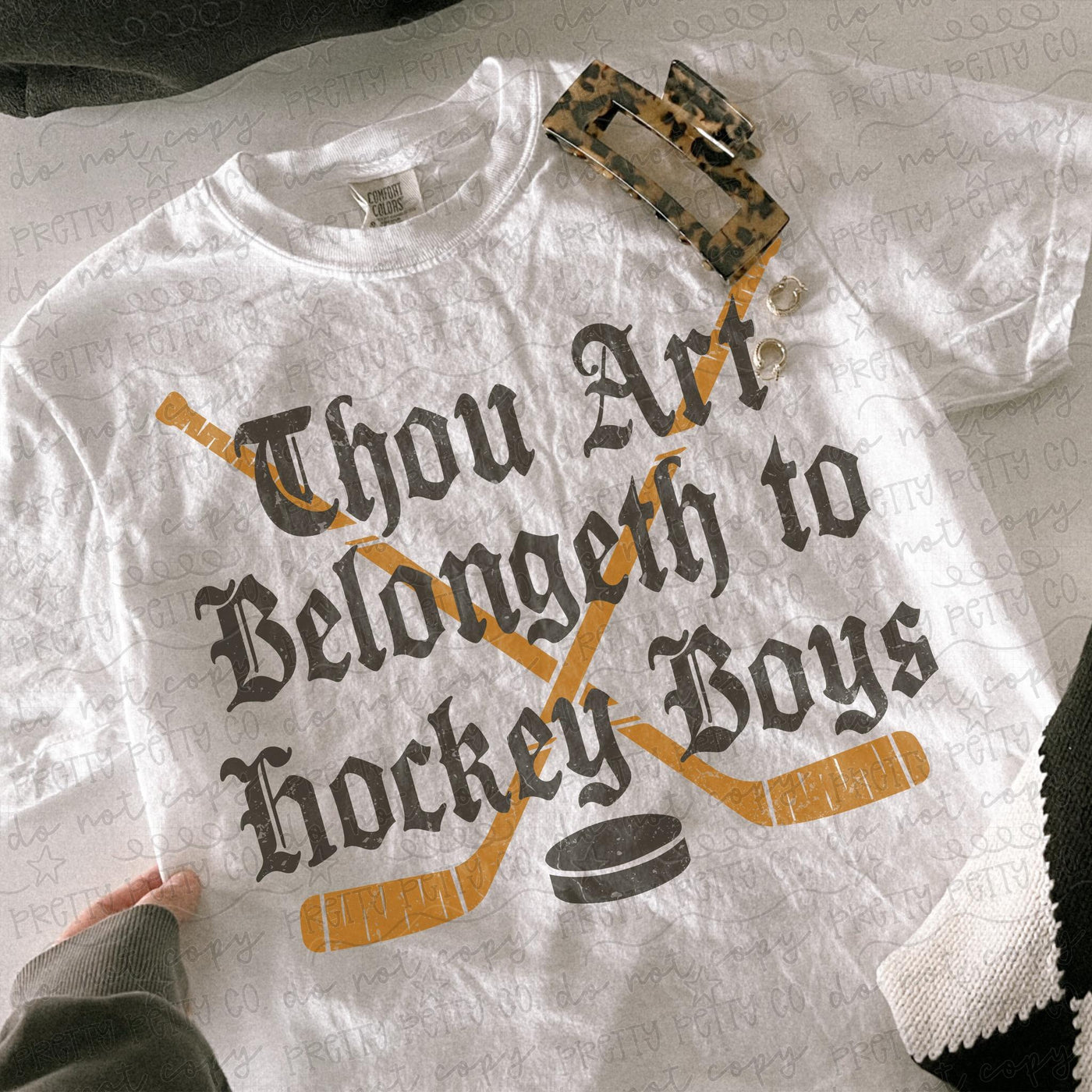 Thou Art Belongeth to Hockey Boys Shirt | Hockey Lover Graphic Tee | Funny Sports Romance T-Shirt