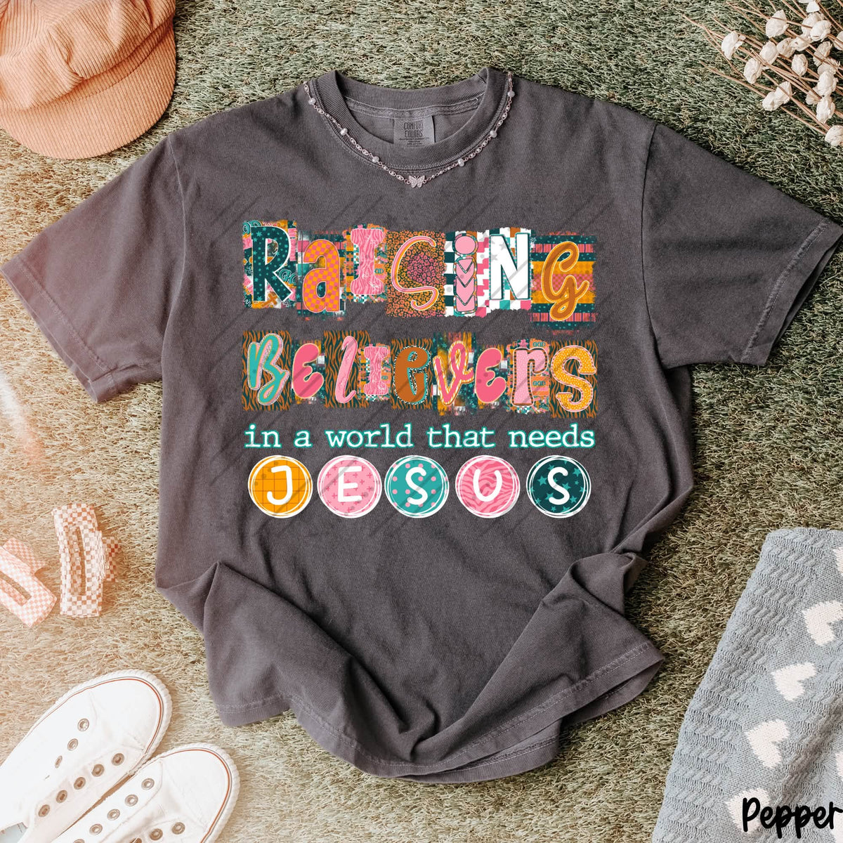 Raising Believers | Christian Mom Shirt | Faith Based Parenting Graphic Tee | Religious Family Gift