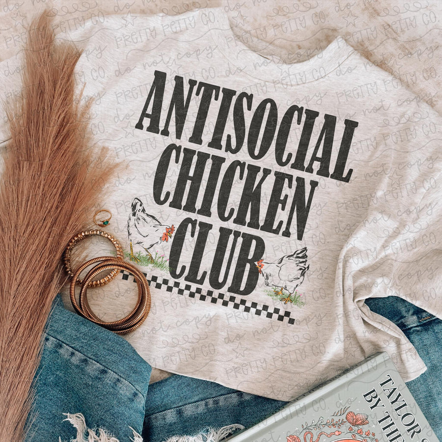 Antisocial Chicken Club Funny Chicken Lover Tee