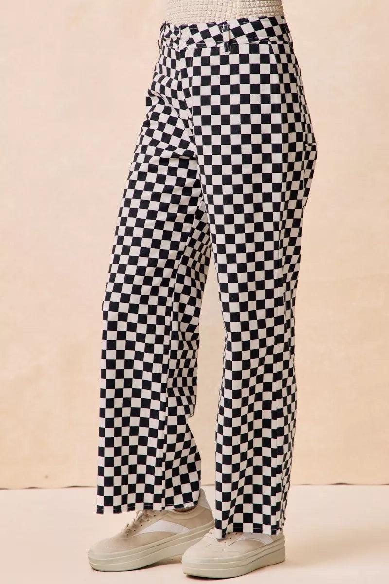 BiBi Gameday Theme Checkered Printed Pants - Pretty Petty Co
