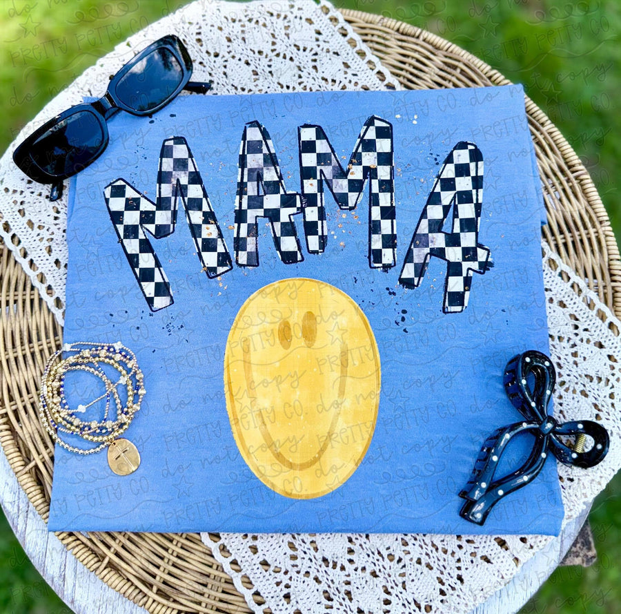 Checkered Mama Shirt | Retro Smiley Face Graphic Tee