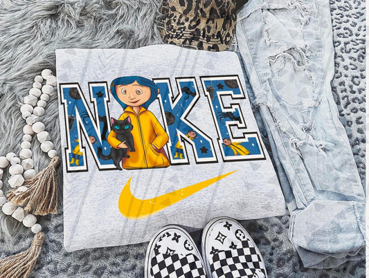 Button Eye Girl Graphic Tee – Dark Whimsy Swoosh Shirt – Gildan Adult & Youth Unisex – DTF Printed Fantasy Tee