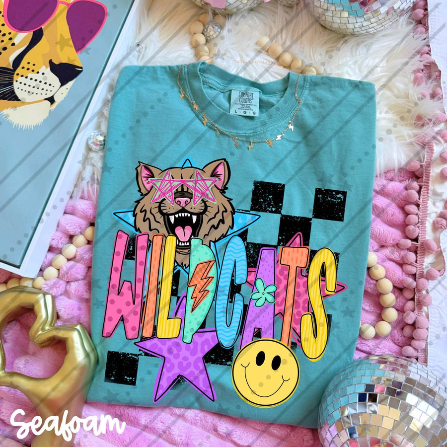 Wildcats Mascot Shirt | Colorful Wildcats Graphic Tee | School Spirit Game Day Apparel | Wildcats Fan Gift