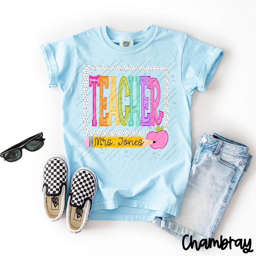 Personalized Teacher Shirt with Name | Custom Comfort Colors Teacher Tee | Back to School Gift