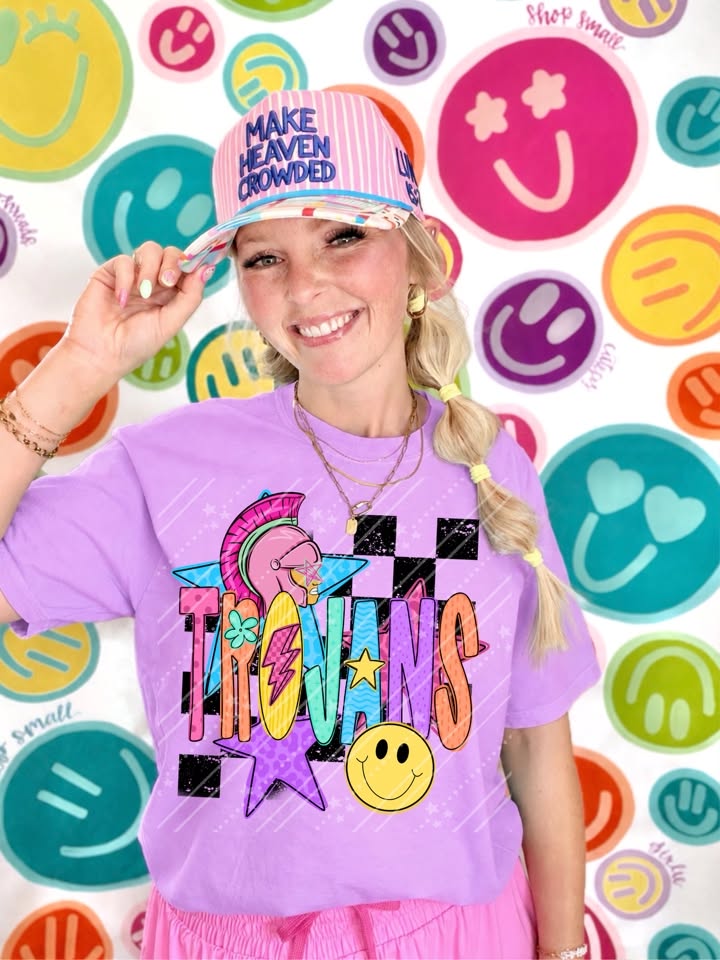 Trojans Mascot Shirt | Colorful Trojans Graphic Tee | School Spirit Game Day Apparel | Trojans Fan Gift