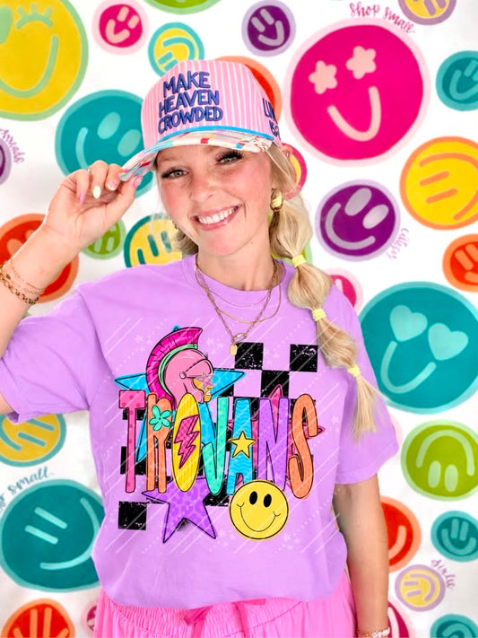 Trojans Mascot Shirt | Colorful Trojans Graphic Tee | School Spirit Game Day Apparel | Trojans Fan Gift