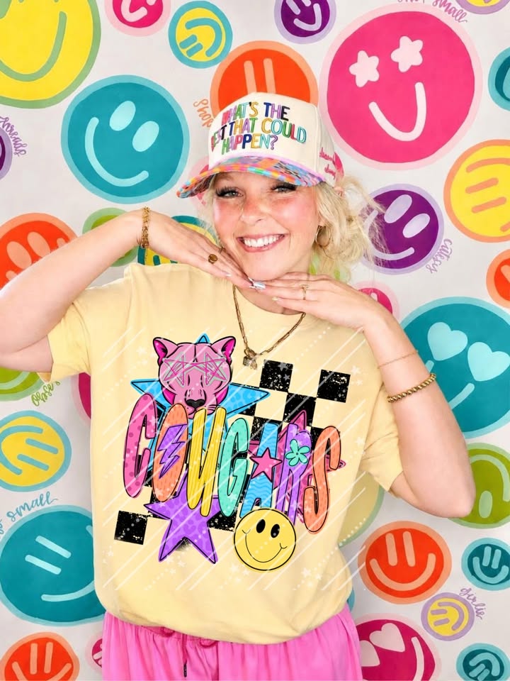 Cougars Mascot Shirt | Colorful Cougars Graphic Tee | School Spirit Game Day Apparel | Cougars Fan Gift