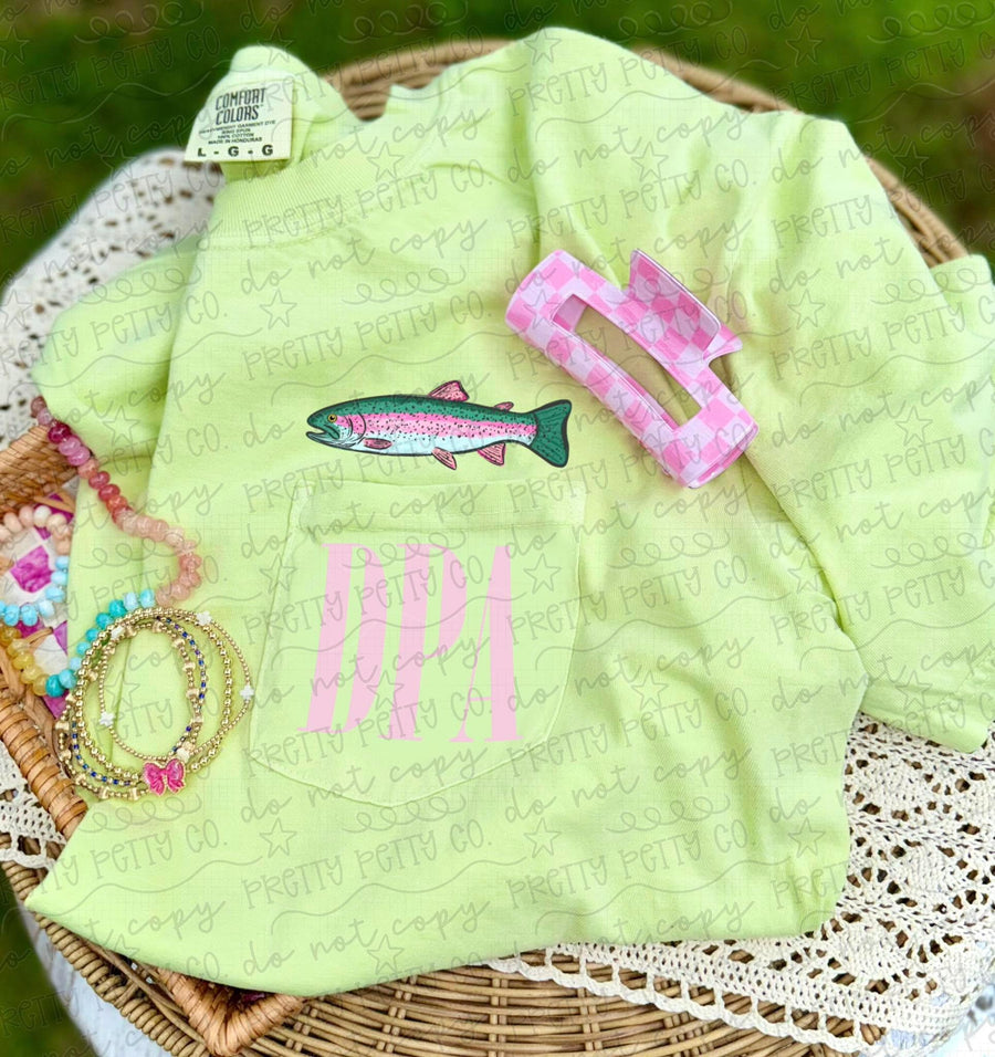 Custom Monogram Fish Pocket Tee | Comfort Colors Initials Shirt