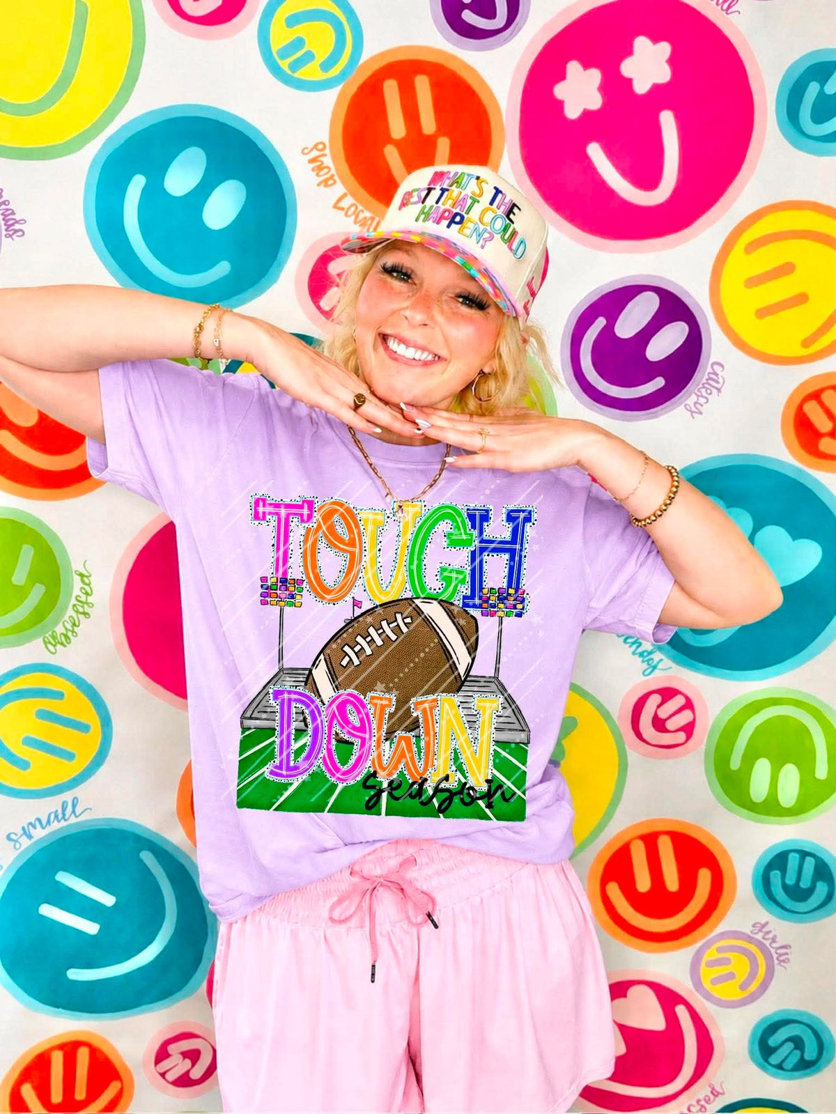 Colorful Touchdown Shirt | Football Game Day Tee | Cute Football Fan Graphic Tee | Tailgate Shirt | Sports Season Apparel
