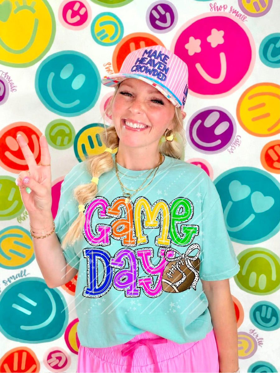 Colorful Game Day Shirt | Football Game Day Tee | Colorful Football Fan Shirt | Tailgate Graphic Tee | School Spirit Apparel