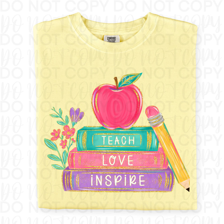Teach Learn Inspire Shirt | Teacher Graphic Tee | Inspirational Teacher Shirt | Back to School Tee | Teacher Appreciation Gift