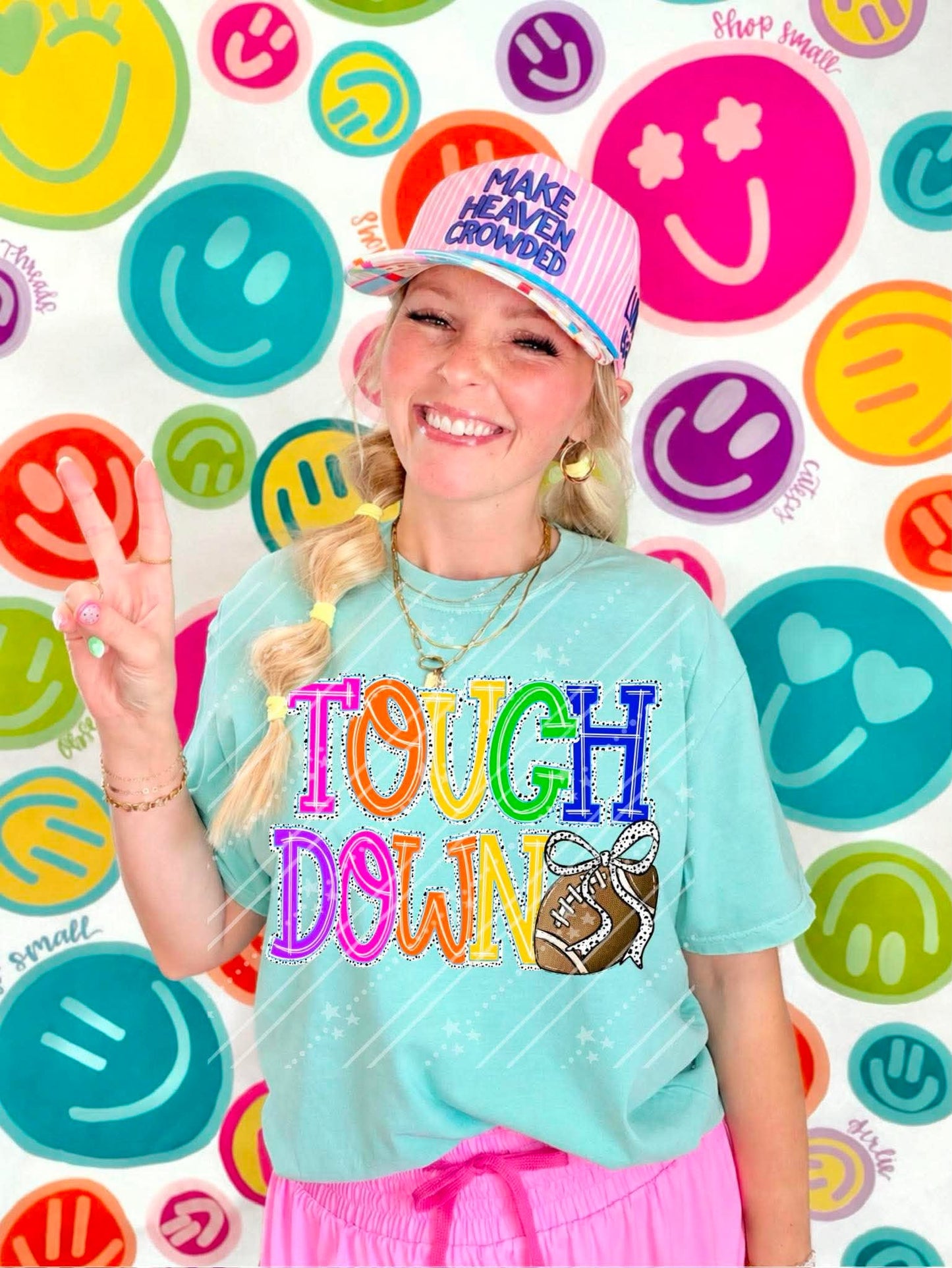 Colorful Touchdown Shirt | Football Game Day Tee | Cute Football Fan Graphic Tee | Tailgate Shirt | Sports Season Apparel