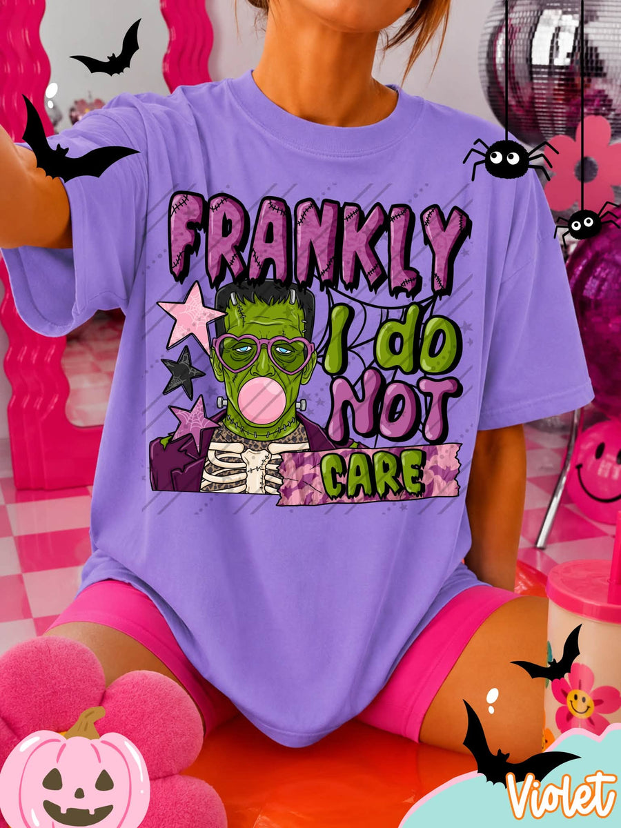 Frankly I Do Not Care Shirt | Funny Halloween Graphic Tee | Frankenstein Inspired Shirt | Spooky Season Apparel