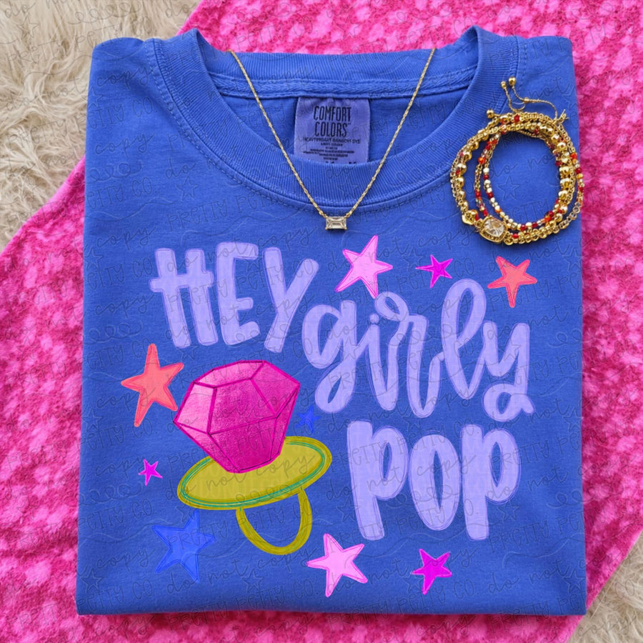 Hey Girly Pop Colorful Graphic Tee – Trendy Girly Comfort Colors Shirt