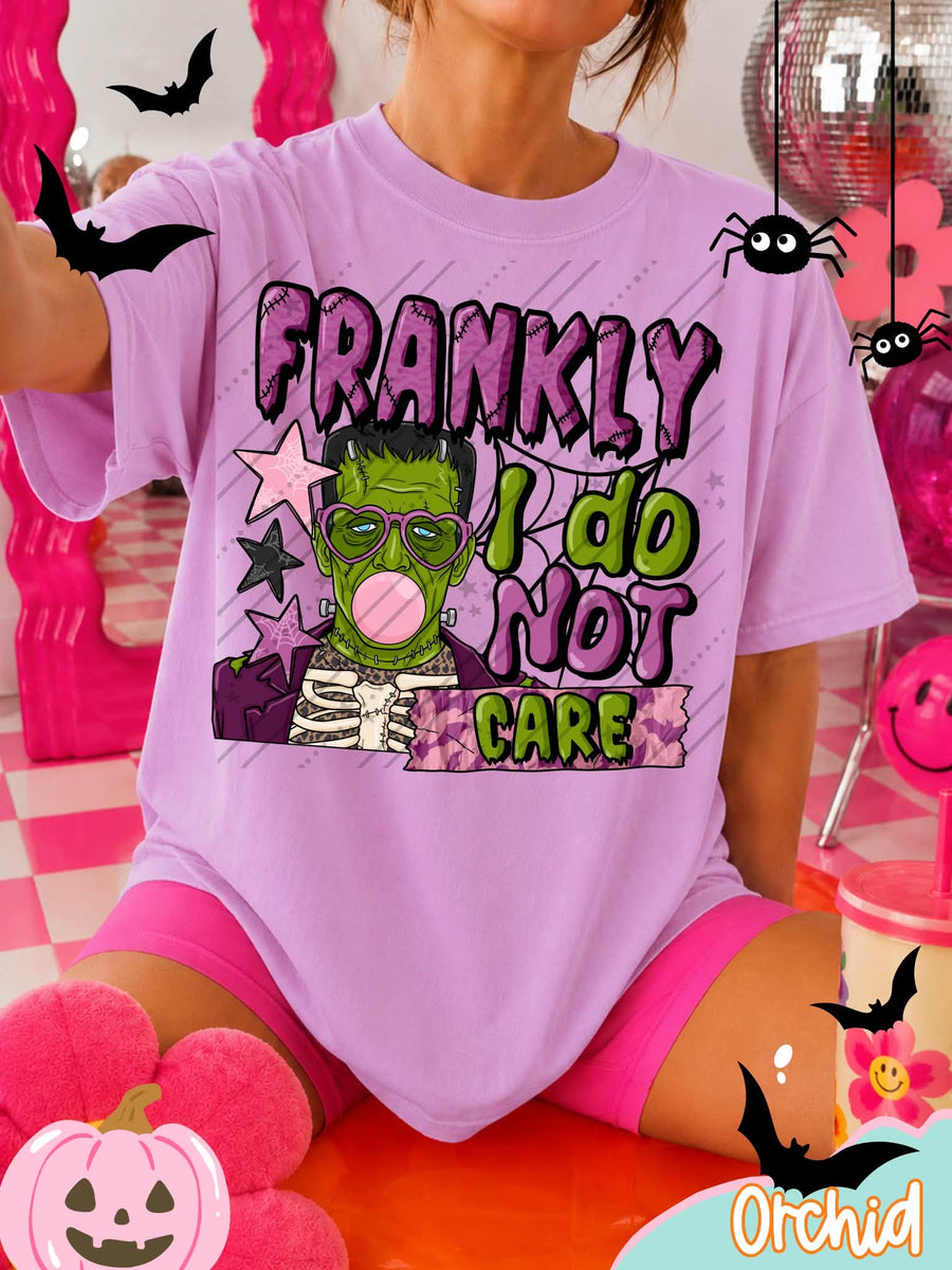 Frankly I Do Not Care Shirt | Funny Halloween Graphic Tee | Frankenstein Inspired Shirt | Spooky Season Apparel