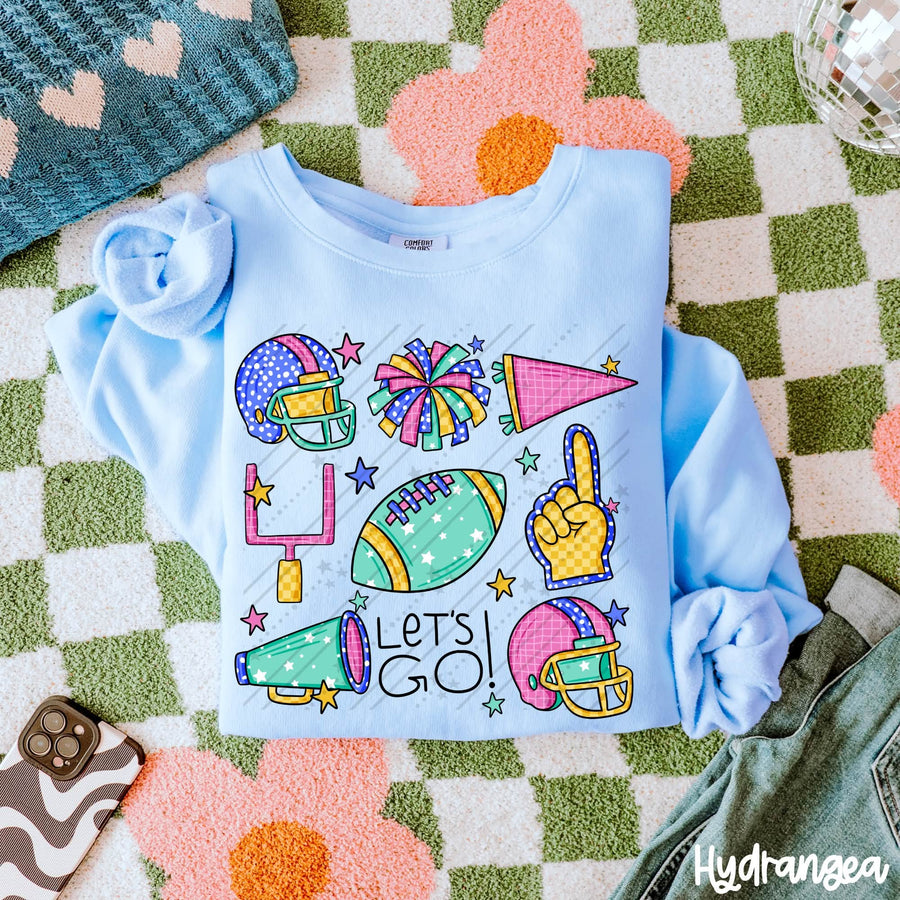 Let's Go Football Shirt | Cute Game Day Tee | Colorful Football Shirt | Preppy School Spirit Apparel | Football Season Tee
