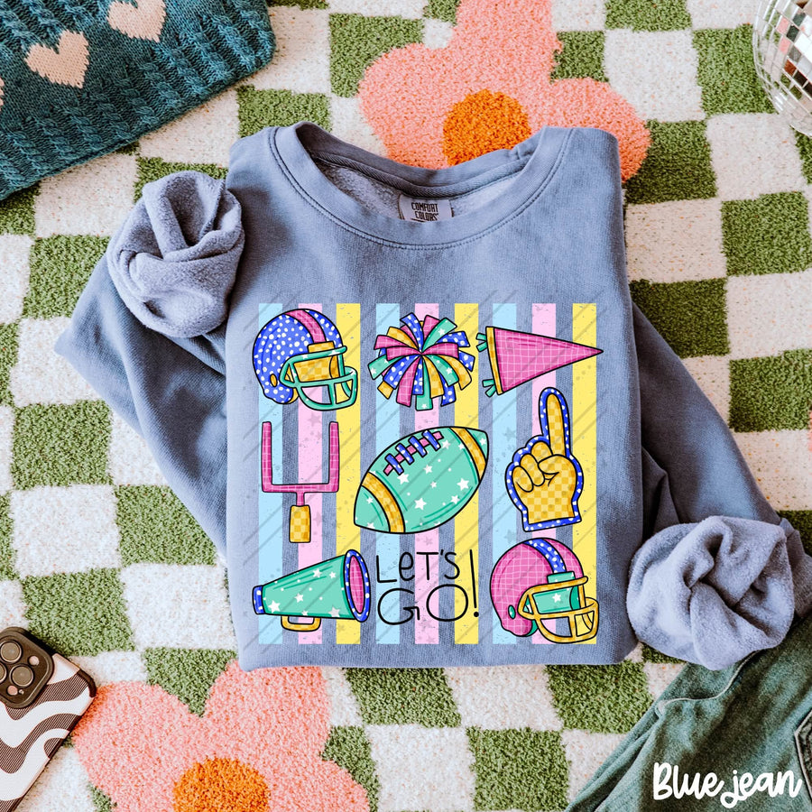 Let's Go Football Shirt | Cute Game Day Tee | Colorful Football Shirt | Preppy School Spirit Apparel | Football Season Tee
