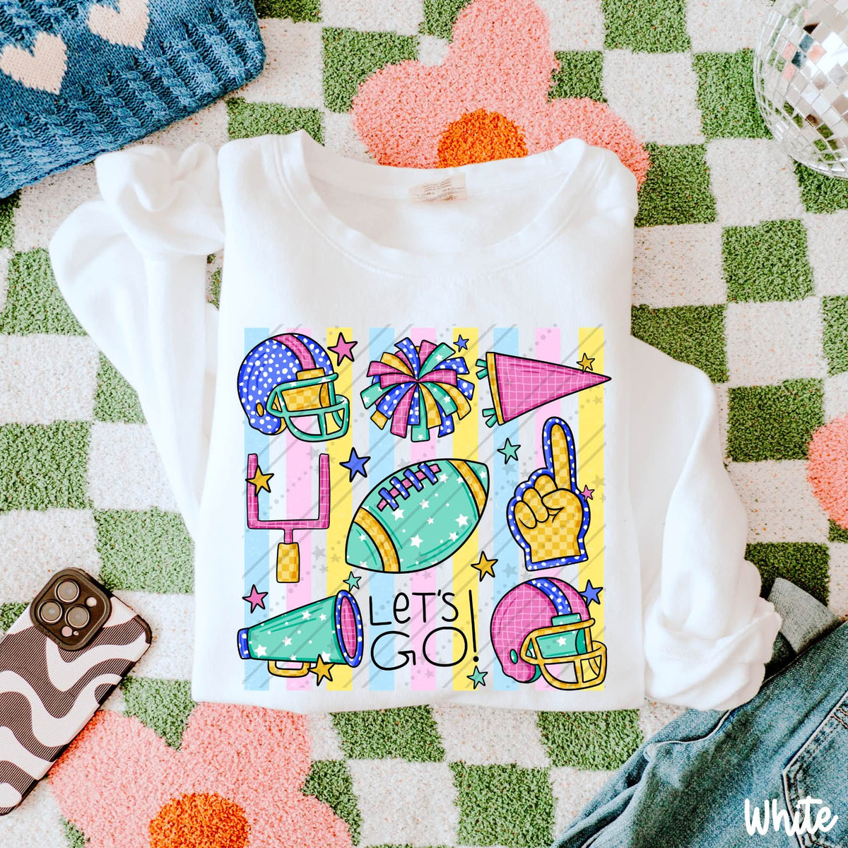 Let's Go Football Shirt | Cute Game Day Tee | Colorful Football Shirt | Preppy School Spirit Apparel | Football Season Tee