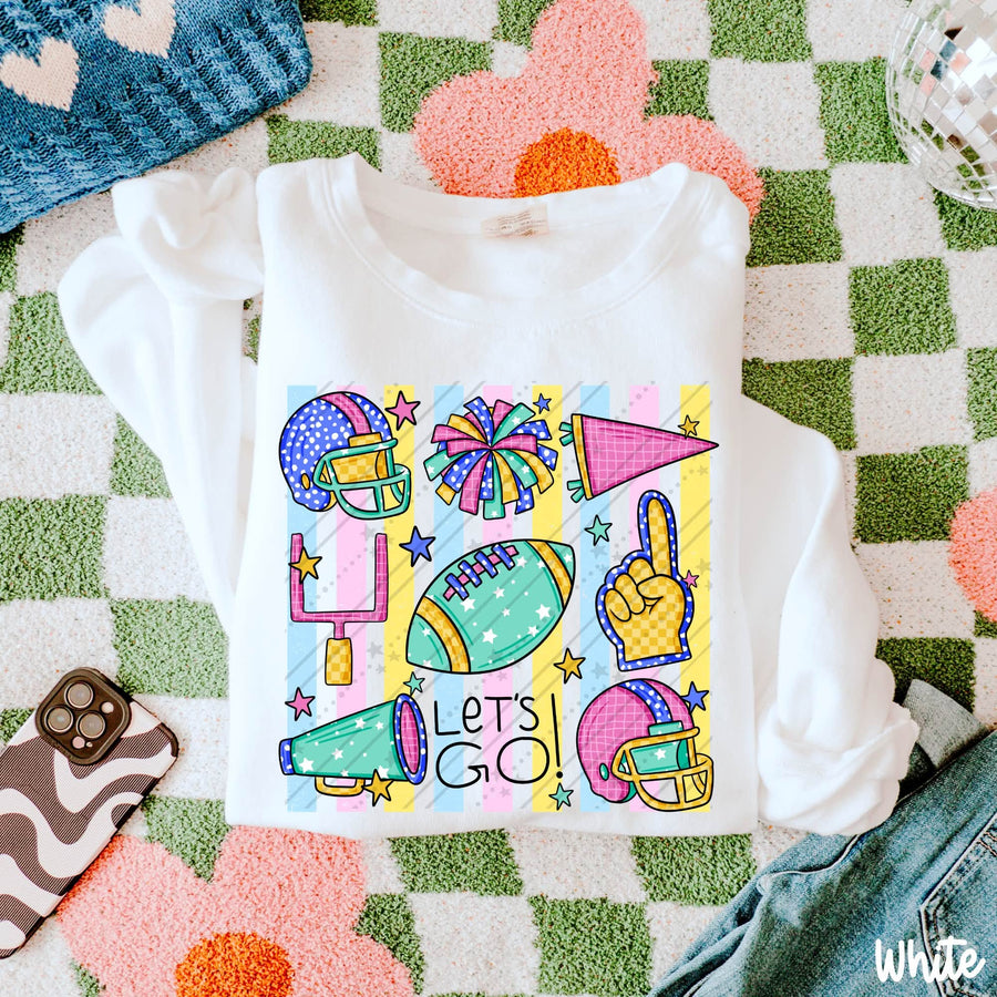 Let's Go Football Shirt | Cute Game Day Tee | Colorful Football Shirt | Preppy School Spirit Apparel | Football Season Tee
