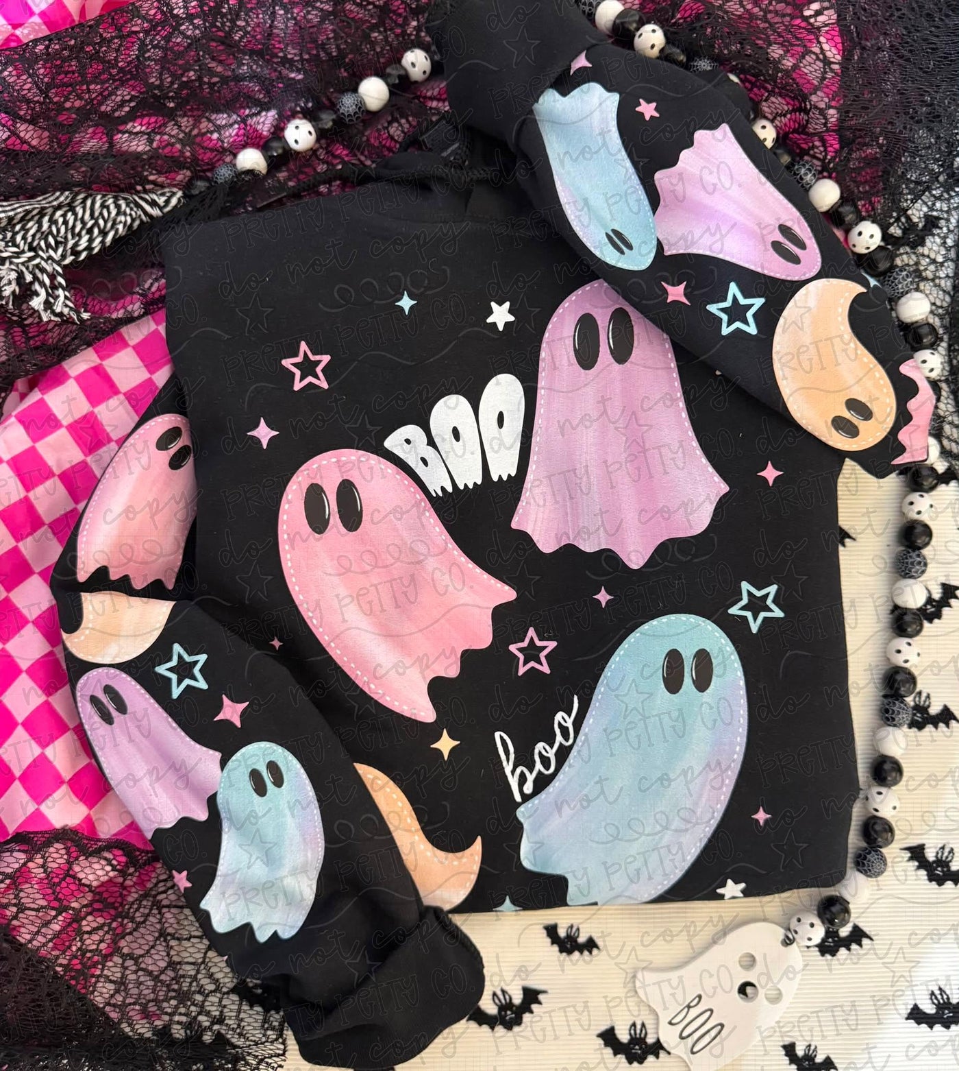 Cute Pastel Ghosts Halloween Graphic Tee | Colorful Spooky Season Shirt | Trendy Women’s Halloween Tee