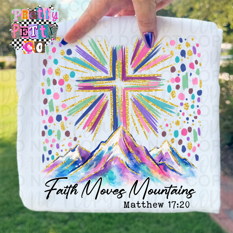 Faith Can Move Mountains Colorful Shirt | Christian Rainbow Graphic Tee | Adult & Kids - Pretty Petty Co