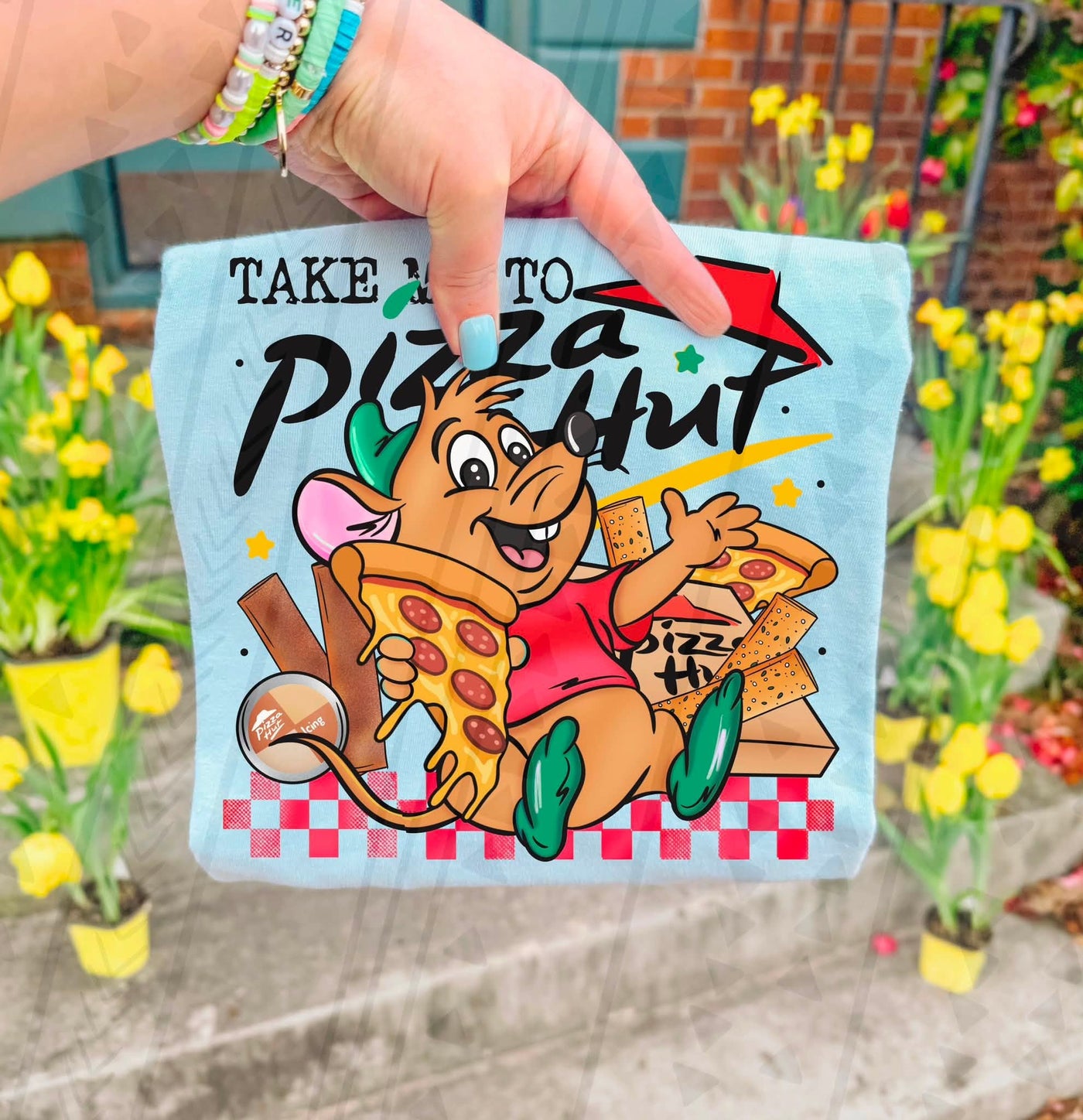 Take Me to Pizza Hut Funny Foodie Mouse Graphic Tee | Pizza Lover Shirt