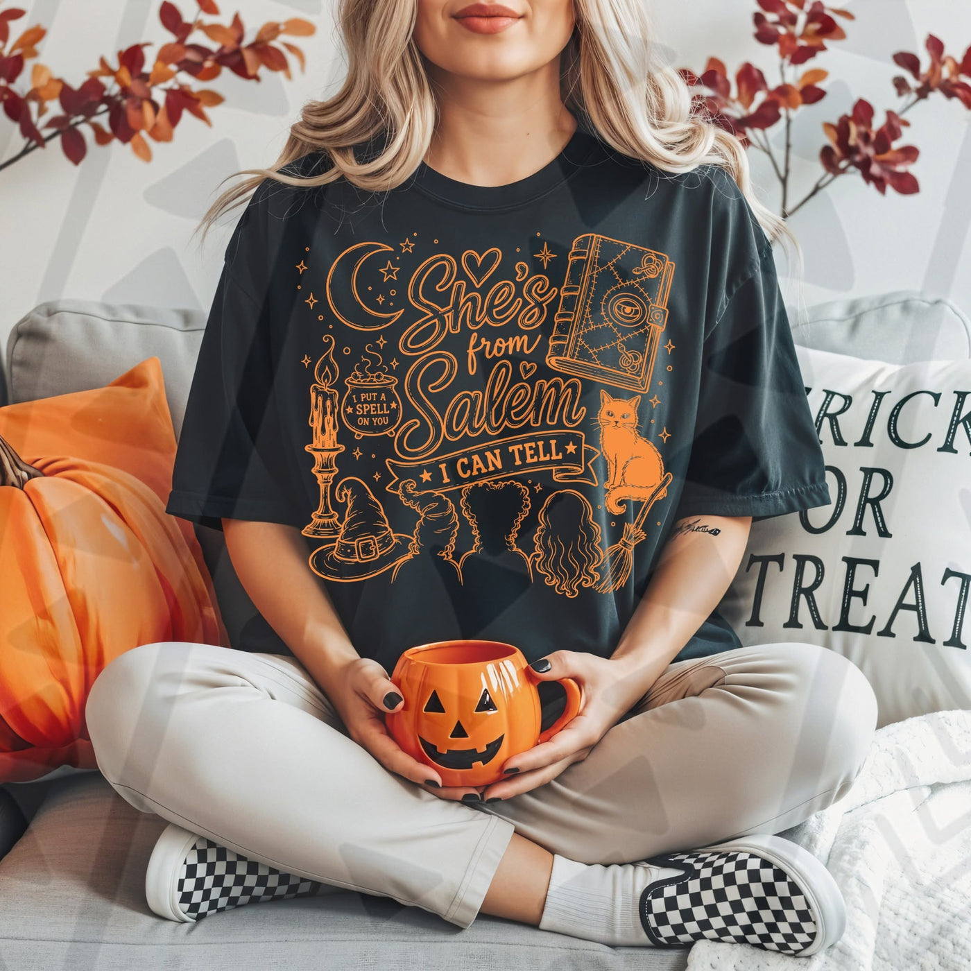 She's From Salem Halloween Graphic Tee | Witchy Spooky Season Salem Shirt
