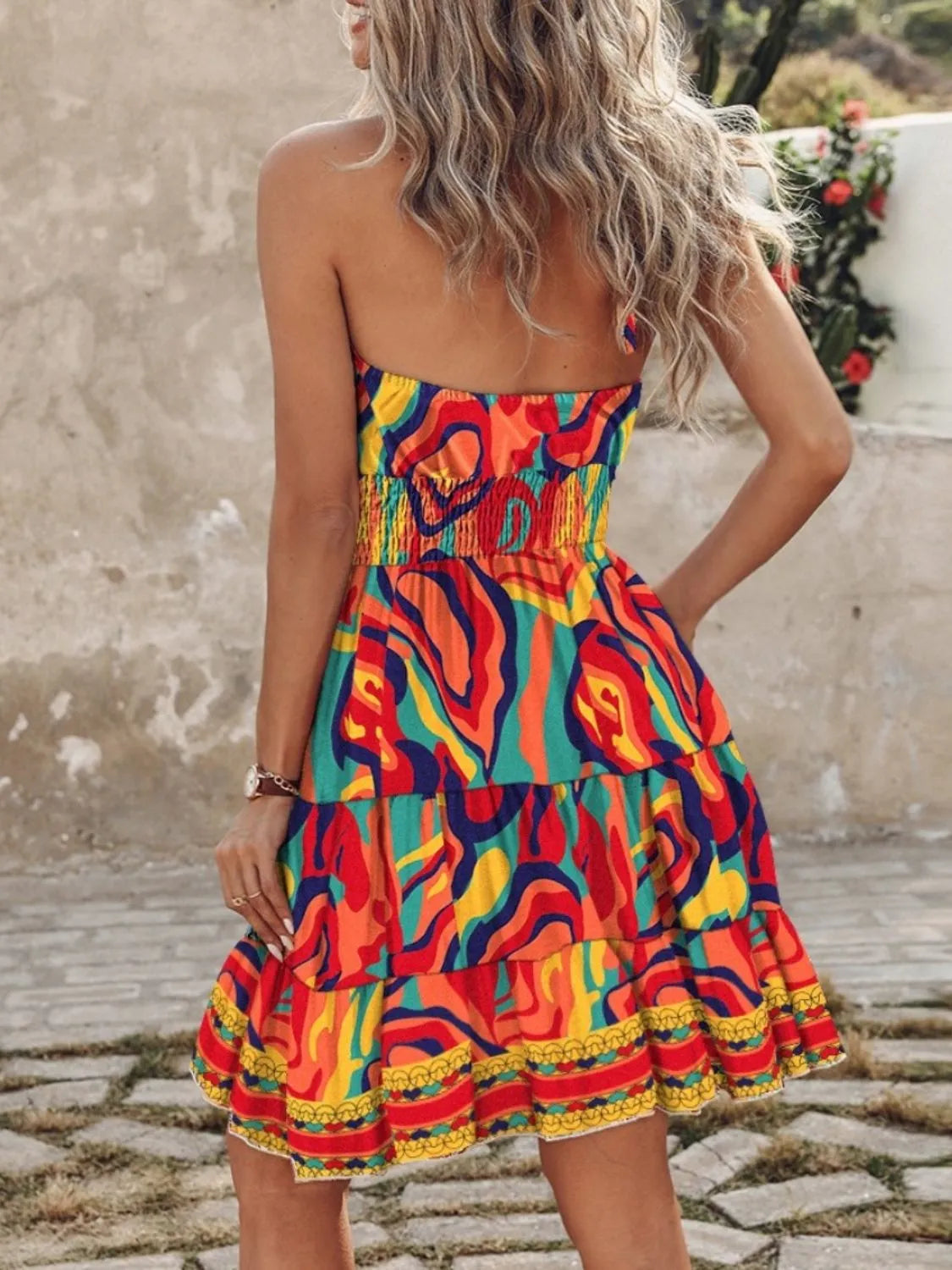 Paisley Print Halter Neck Mini Dress - Pretty Petty Co