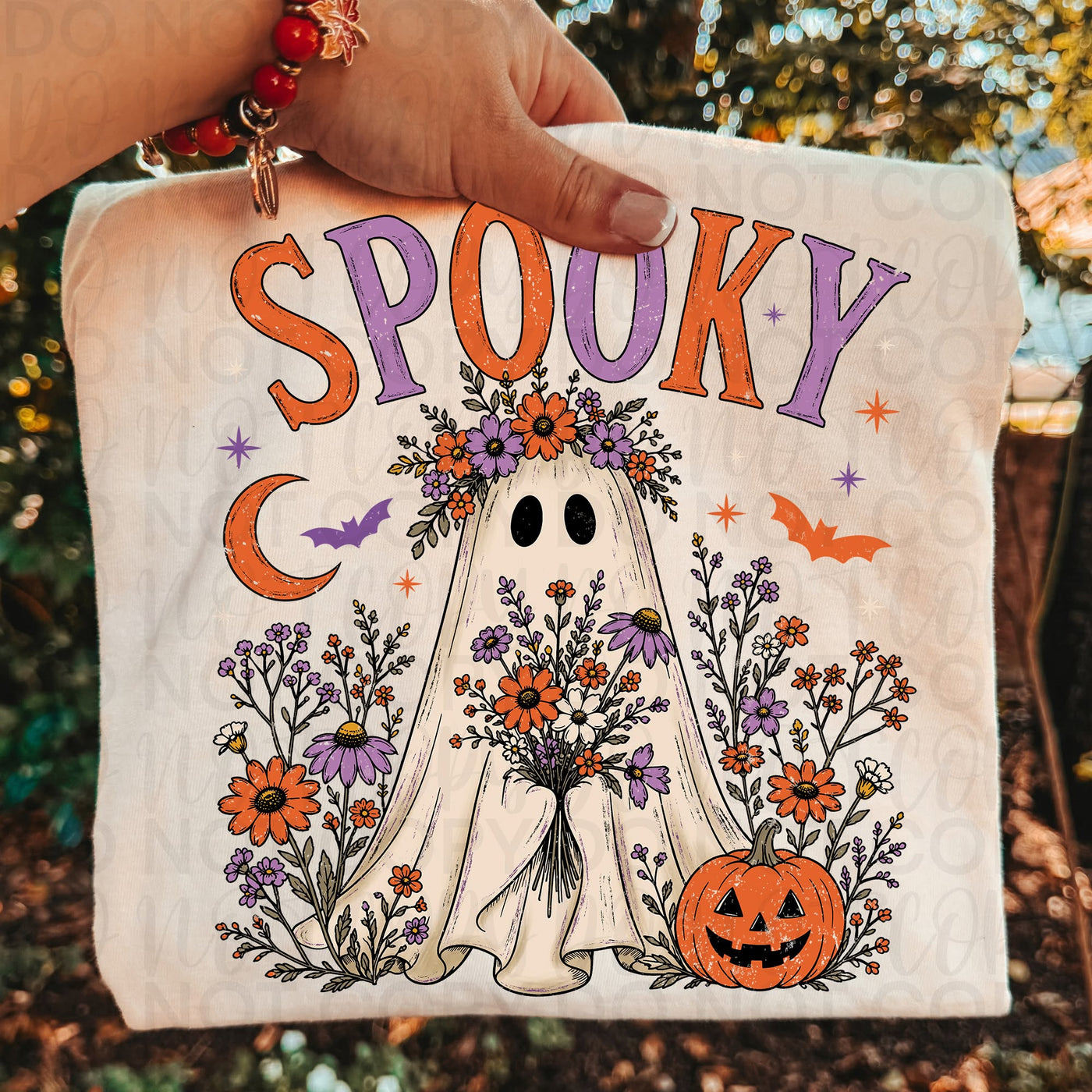 Spooky Floral Ghost Halloween Shirt | Cute Retro Halloween Graphic Tee | Fall Ghost & Pumpkin T-Shirt | Spooky Season Tee