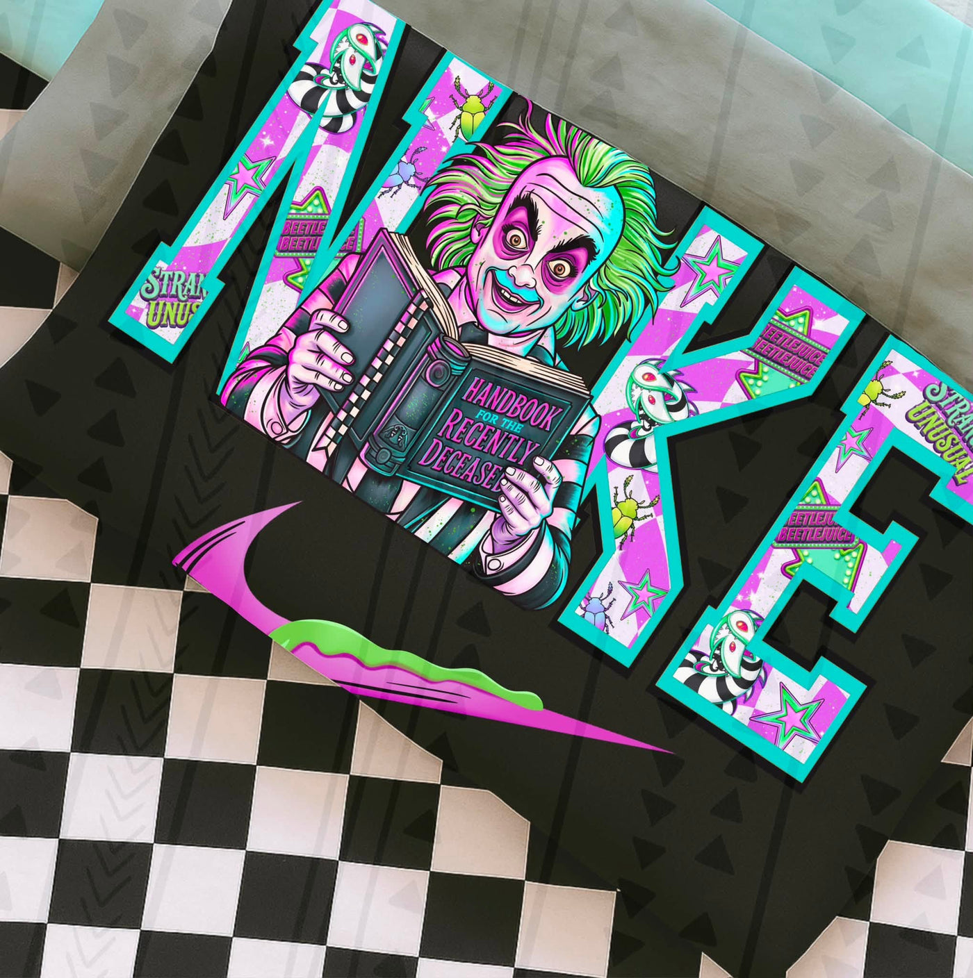 Retro Strange & Unusual Halloween Graphic Tee | Pink Green Spooky Shirt