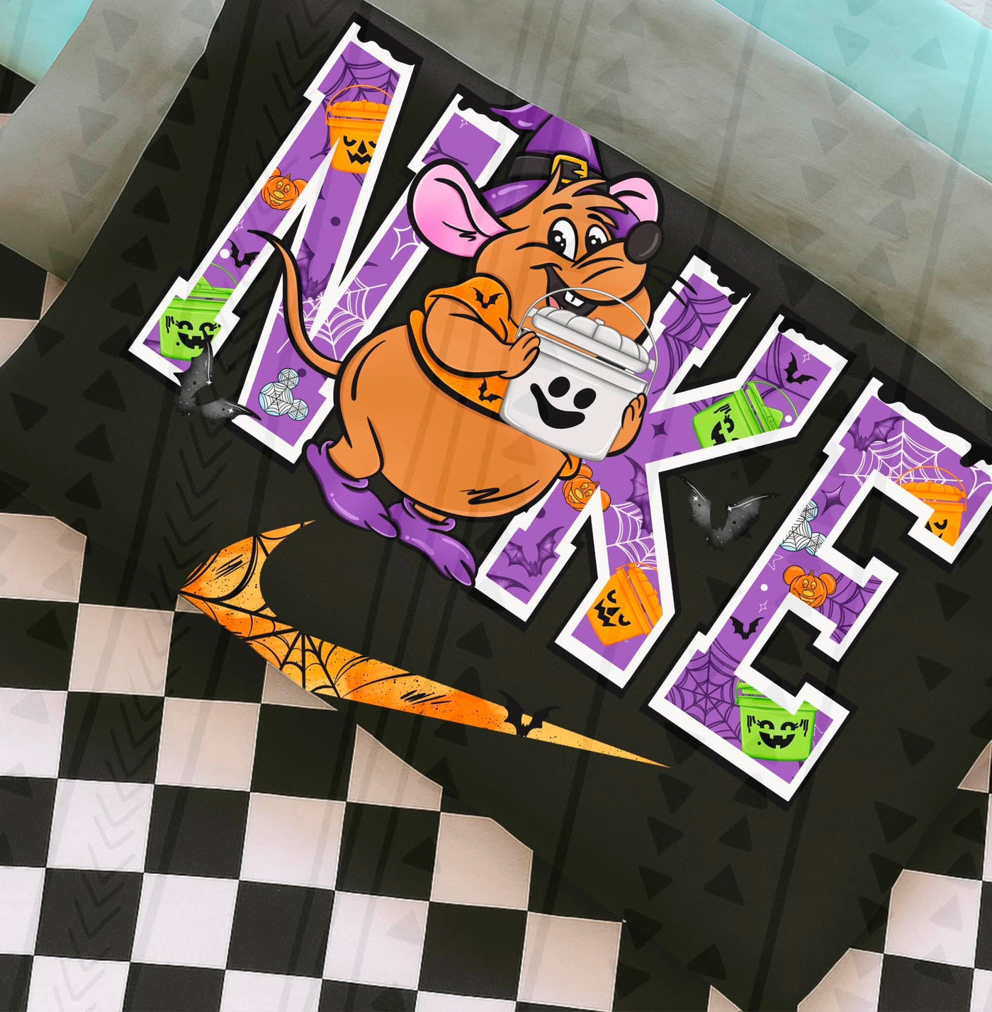 Spooky Halloween Mouse Graphic Tee | Trick or Treat Candy Bucket Shirt | Cute Retro Halloween T-Shirt